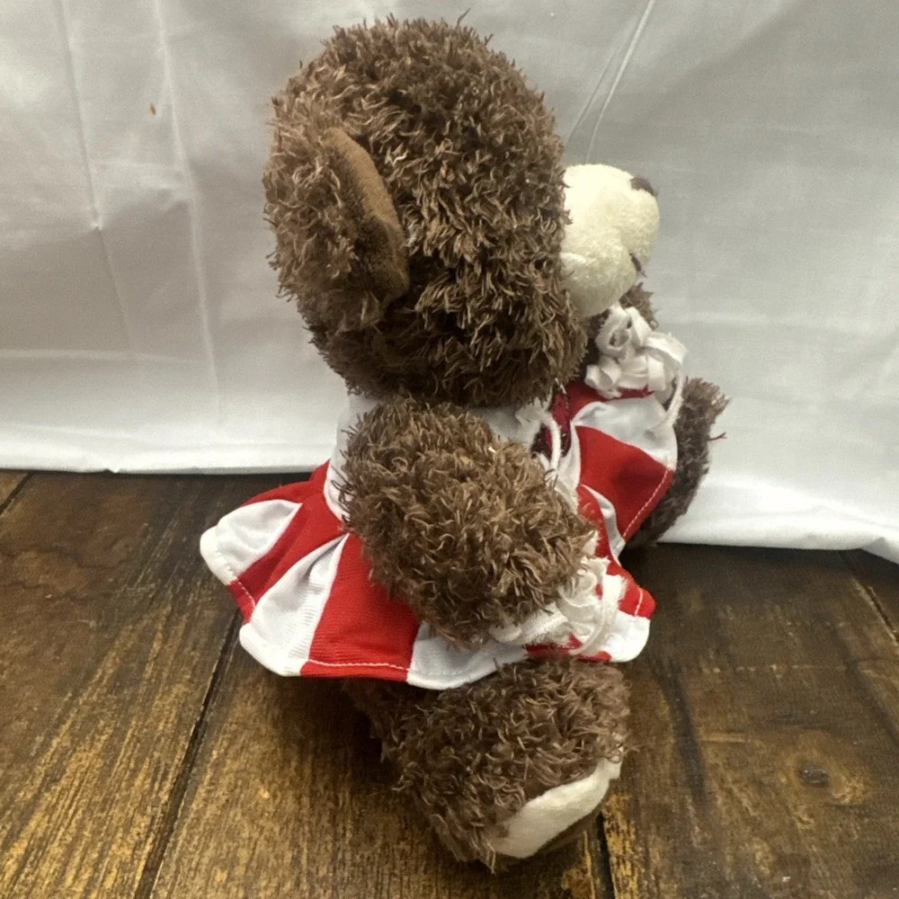 Arkansas Razorbacks Cheerleader Bear Plush Pom Poms White Red Outfit